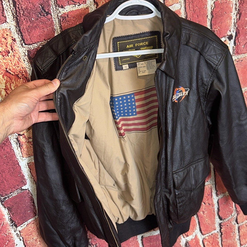 L Landing Leathers Men Air Force A-2 Leather Flight Bomber Jacket size XS brown - Picture 4 of 12